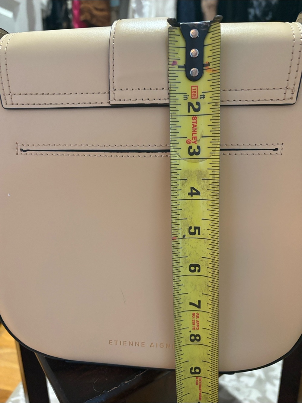 Etienne Aigner Cream Leather Crossbody with Gold Buckle - Picture 7 of 14